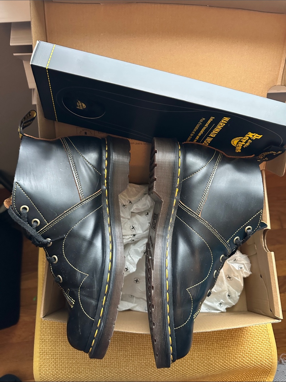 Dr. Martens Black Leather Chukka Boots with Yellow Stitching - Picture 6 of 7